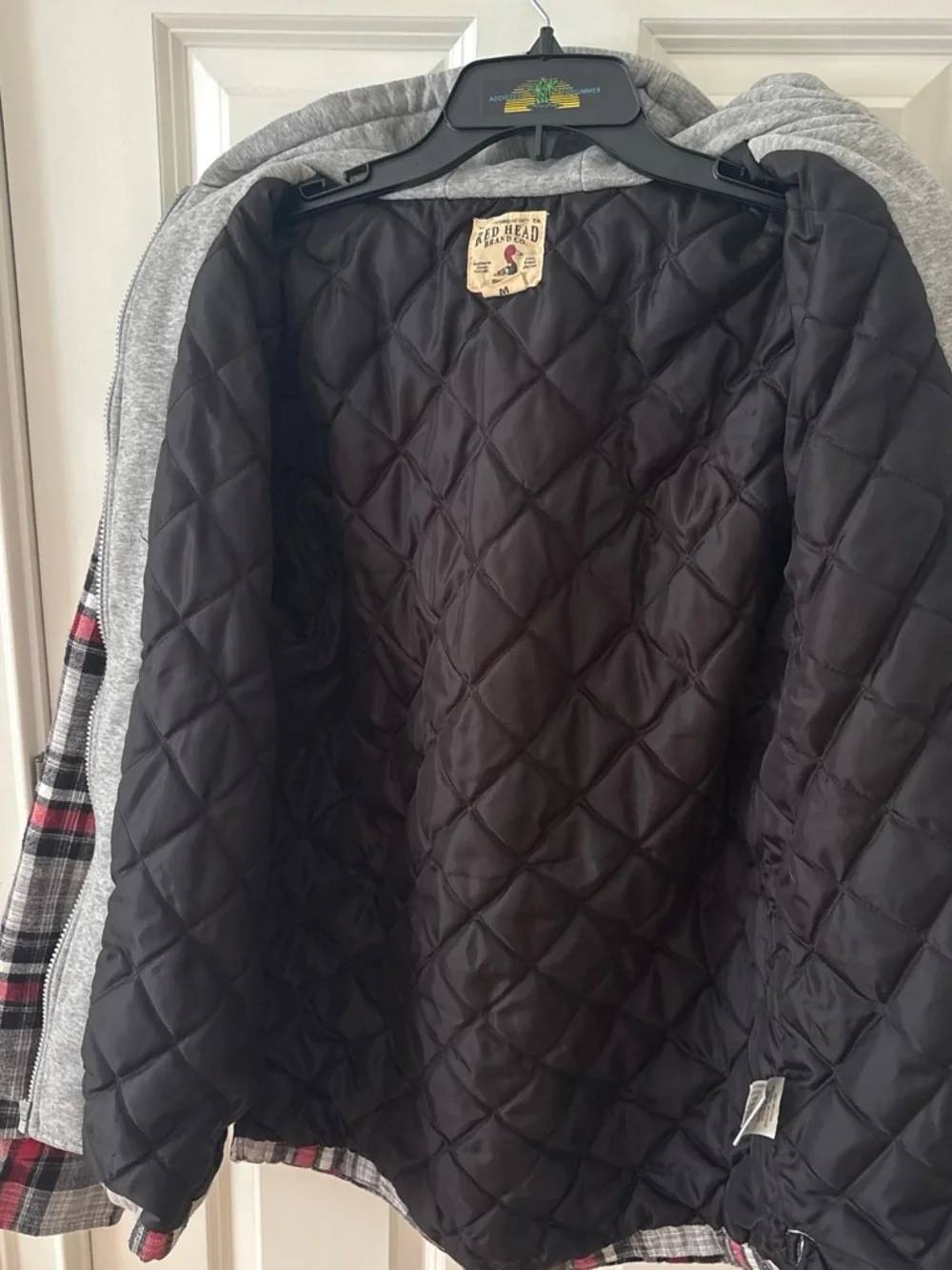 RedHead Men's Red & Gray Plaid Layered Puffer Shirt Jacket